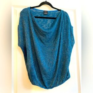 Ella Moss teal gold sparkle top softest cotton top size S